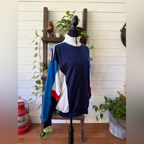 Adidas Vintage Navy Blue and White Zip-Up Track Jacket - Picture 15 of 17